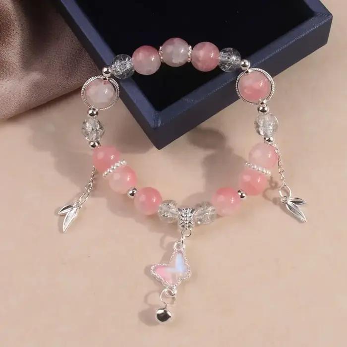Bracelet en verre arc-en-ciel à sept couleurs pour femme