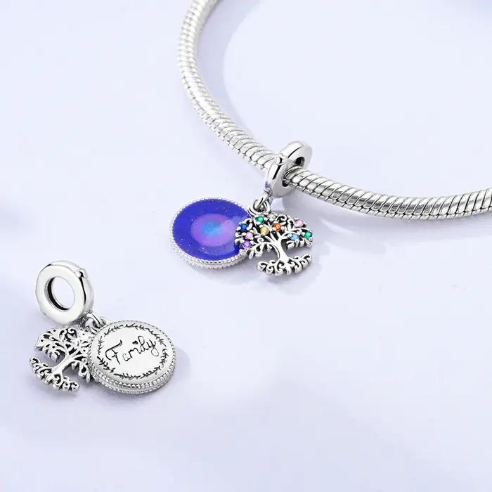 Breloques Famille Arbre de Vie en Argent Sterling 925