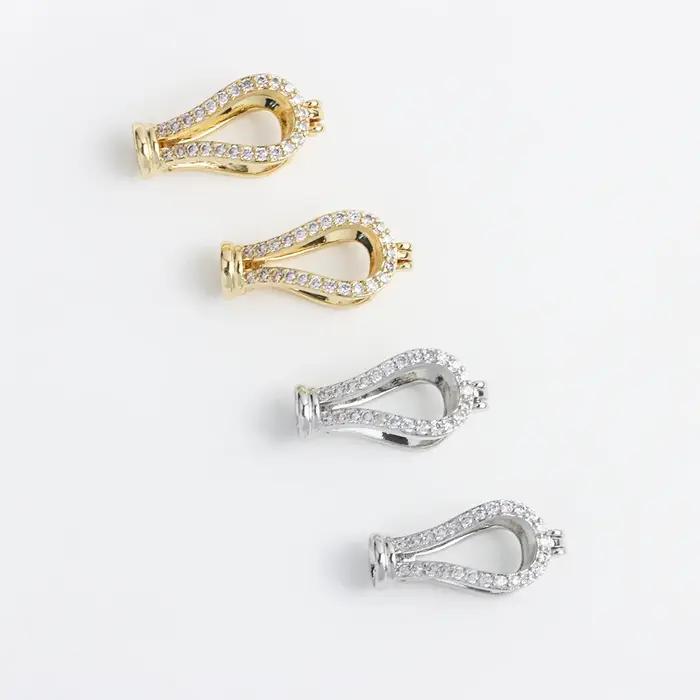 1 pièce cuivre plaqué or Zircon en forme de Y pull chaîne pince perle collier Bracelet