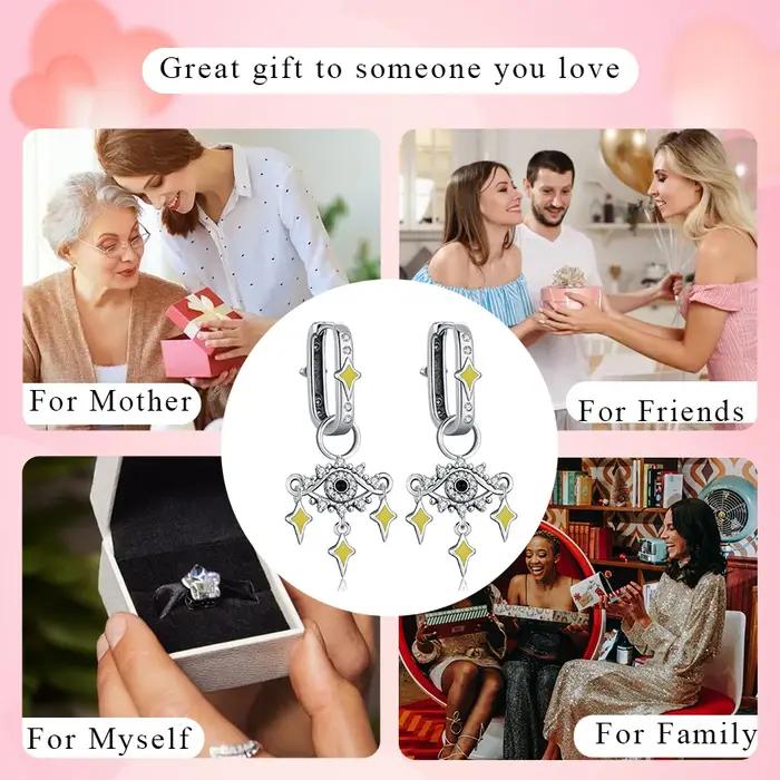 Boucles d'oreilles œil étoile brillante en argent Sterling S925