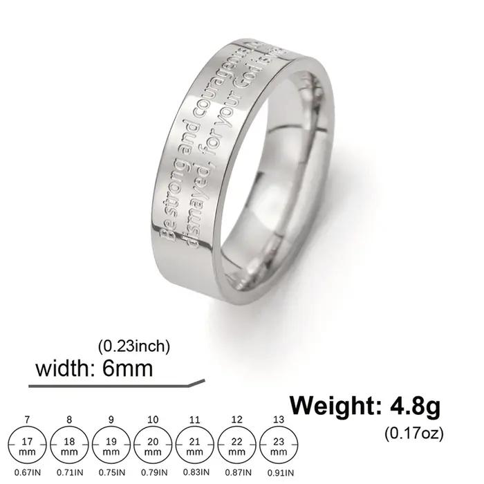 EUEAVAN – bague avec verset biblique pour femmes et hommes, soyez fort et courageux, bagues chrétiennes, amulette, bijoux, cadeau