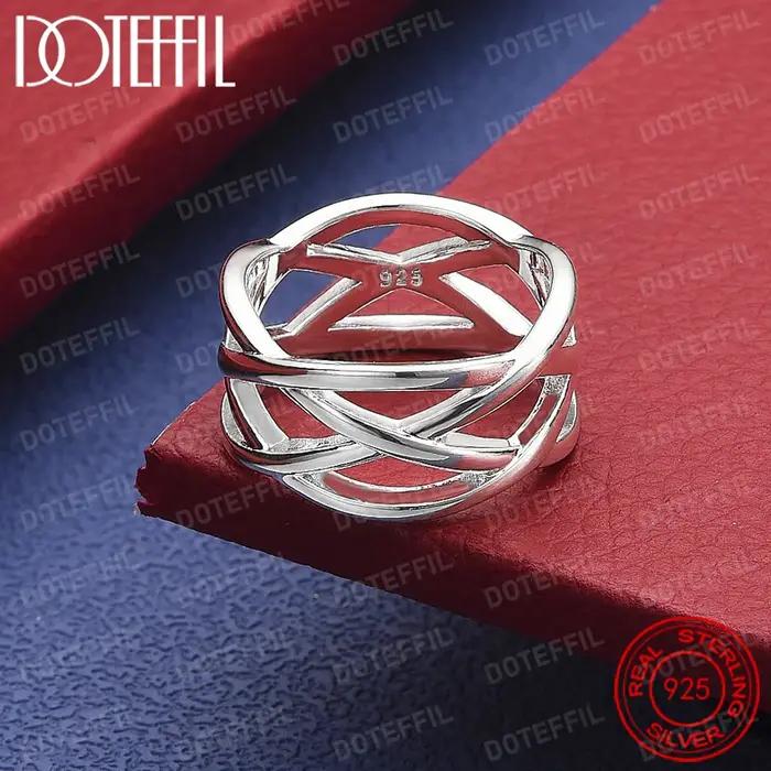 Bague croisée en argent Sterling 925 pour femmes
