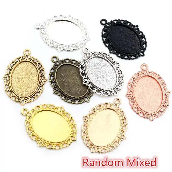 10pcs 18x25mm Intérieure Taille 8 Couleurs Vintage Style Camée Cabochon Réglage de Base Pendentif collier conclusions