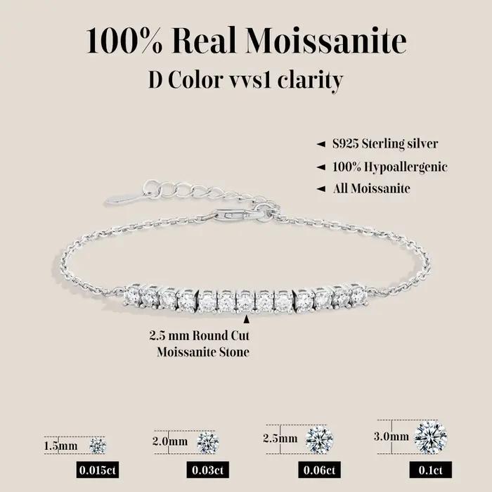 Bracelet de tennis en moissanite 925 plaqué or jaune bracelet ajustable pour femmes bijoux de charme occasion spéciale engagement soirée business婚礼 engagement派对商务