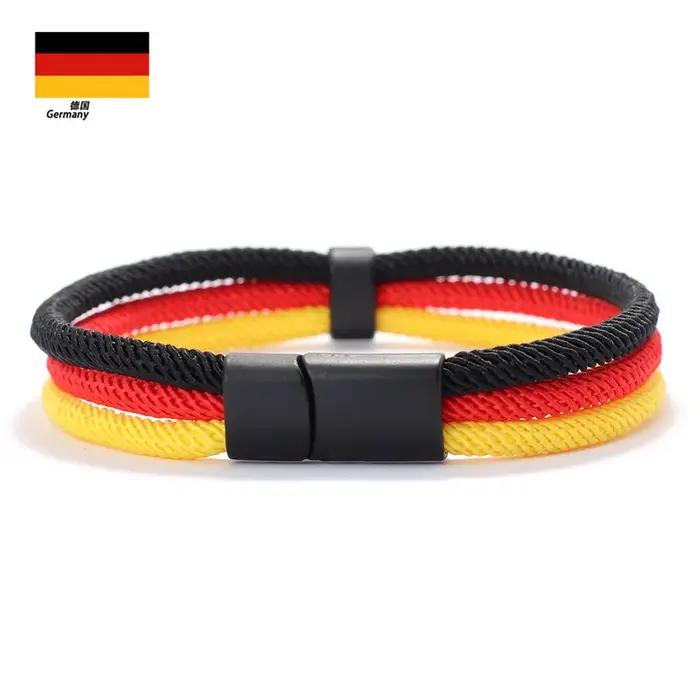 Bracelet couleur drapeau patriotique en nylon et alliage de zinc pour hommes occasions spéciales et cadeaux personnalisables