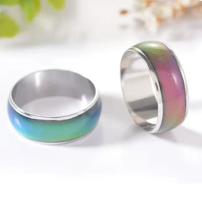 Bagues d'humeur en acier inoxydable pour femmes avec couleurs changeantes pour révéler vos émotions intérieures pour mariage et cérémonies spéciales