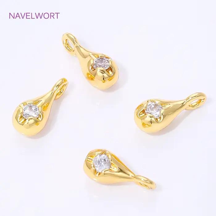 Pendentifs en forme de goutte plaqués or 18 carats pour la fabrication de bijoux, laiton avec zircon, pendentifs décoratifs, accessoires pour bracelets DIY