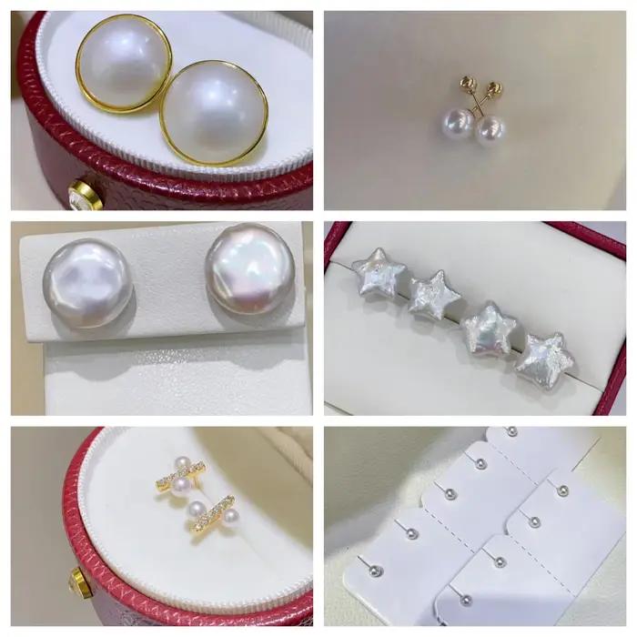 Boucles d'oreilles simples en perles d'eau douce naturelles
