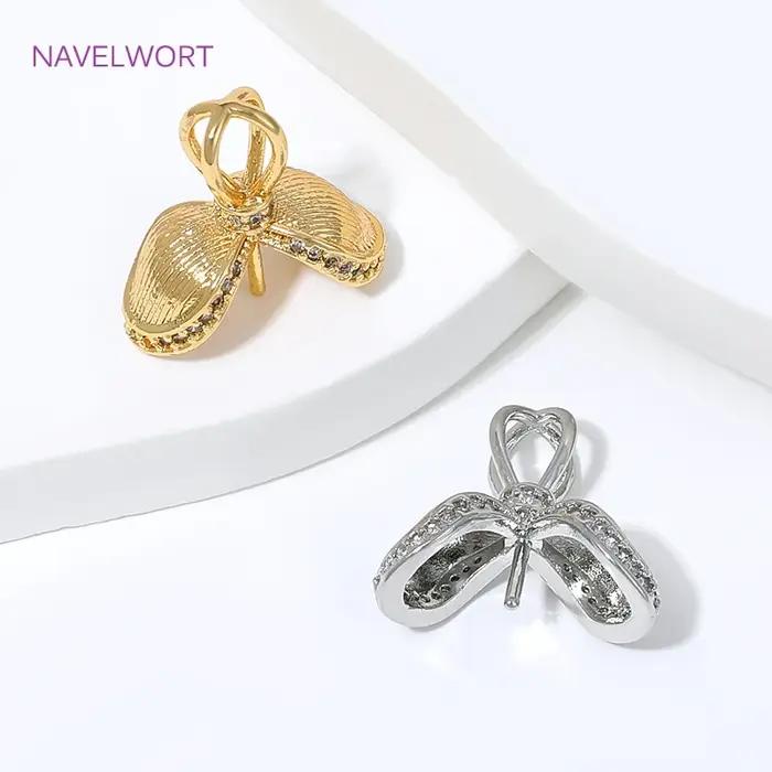 Pendentifs en laiton plaqué or 18 carats en forme de pétale avec accessoires de fixation pour perles
