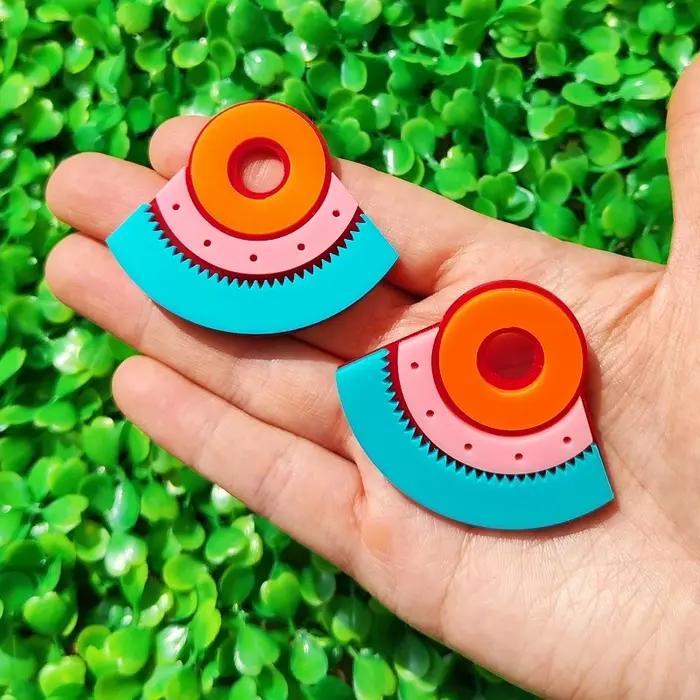 KUGUYS Flabellate tendance grande boucle d'oreille pour les femmes futur Style bohème Boho bijoux accessoires