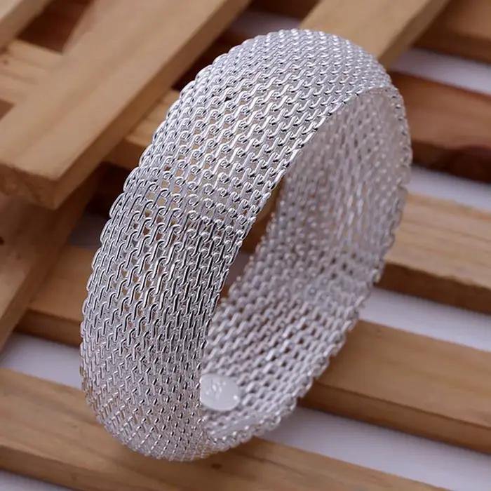 Bracelet rond en argent sterling 925, maille large 6 cm, élégant et rétro, pour femme, qualité supérieure, directement de l'usine.