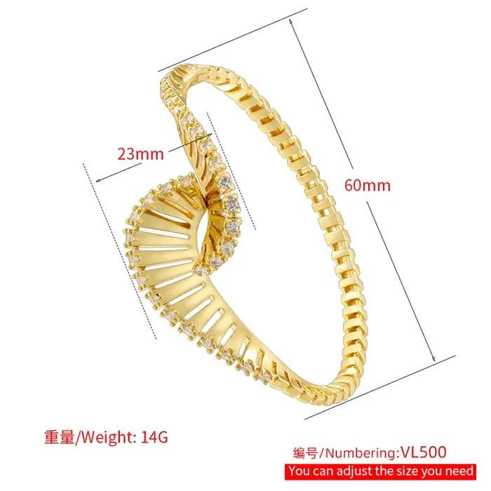Bracelet en laiton plaqué or 18K pour femmes et hommes ensemble de bijoux style moderne avec bague et boucles d'oreilles pour occasions spéciales