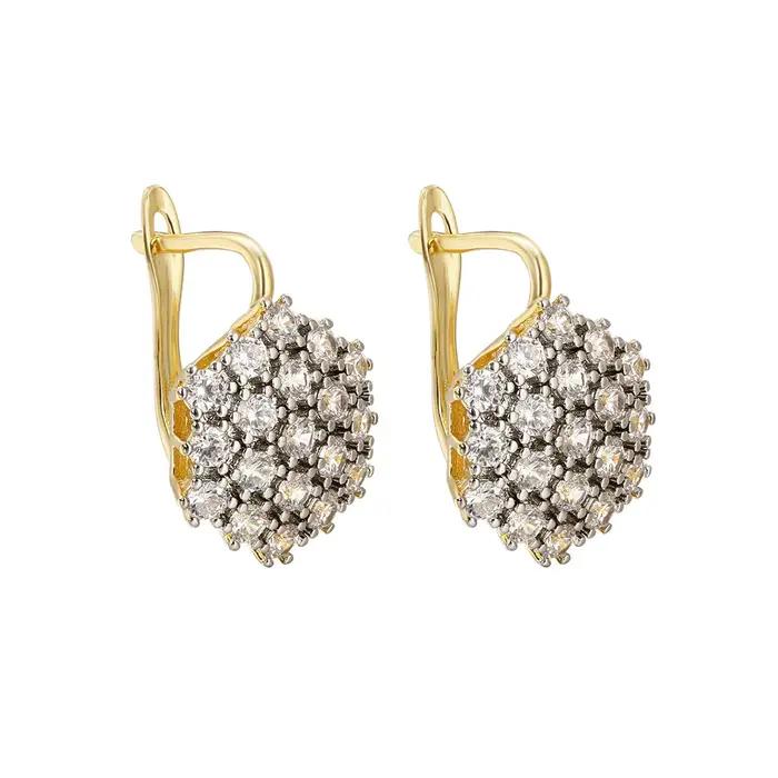 Boucles d'oreilles design vermiculite incrusté brillant, bagues, bijoux à la mode, costume plaqué cu