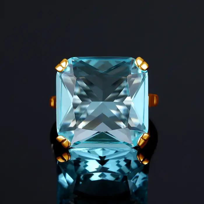 Bague en argent sterling 925 sertie d'aigue-marine bleue pour femmes occasions spéciales et cadeaux de fête des mères