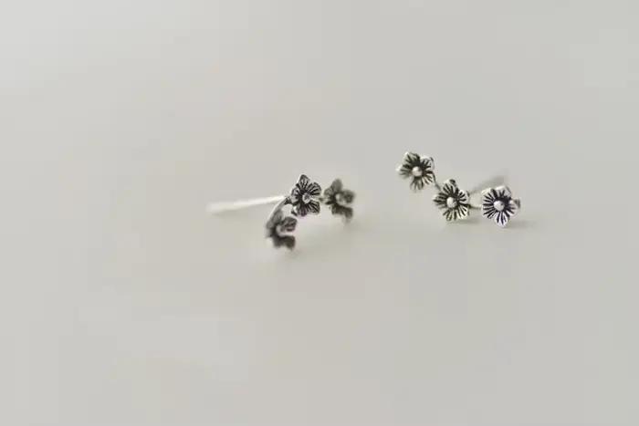 Boucles d'oreilles rétro fleur en argent regardé 925 pour femmes, bijoux tendance, cadeau pour filles, nouveau