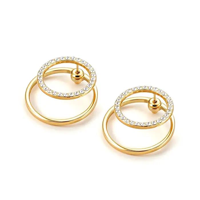 Boucles d'oreilles circulaires délicates en Zircon pour femmes