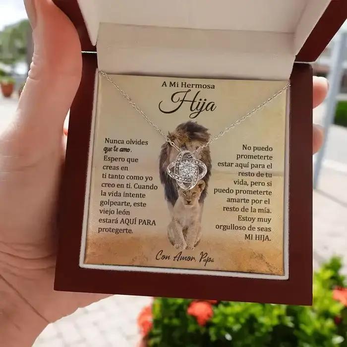 A Mi Hermosa Hija collier noeud d'amour à ma fille collier cadeau de papa père femmes amour noeud pendentif colliers avec boîte
