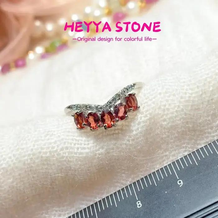 Bague de luxe en grenat naturel pour femmes, en cuivre, bijoux fins simples, pierre précieuse, Style