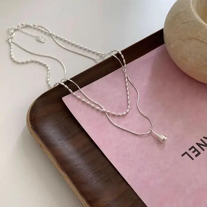 Collier avec pendentif goutte en argent Sterling 925 pour femmes