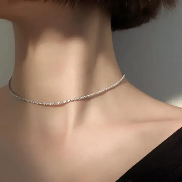 Collier en argent sterling classique pour clavicule, chaîne de pull, bijoux de charme haut de gamme, cadeau pour femmes occasions spéciales