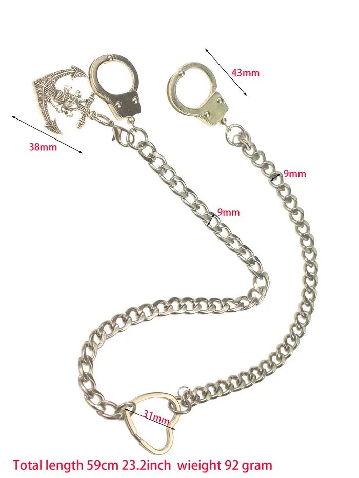 Hip hop gothique en acier inoxydable NK chaîne cubaine menottes crochet crâne de pirate ancre coeur anneau EDC tour de cou porte-clés collier cadeau
