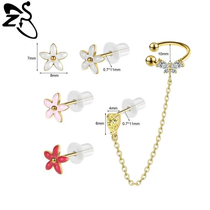 Boucles d'oreilles à tige en argent 925 serties de zirconium blanc élégantes pour femmes et filles, idéales pour les occasions spéciales et le port quotidien