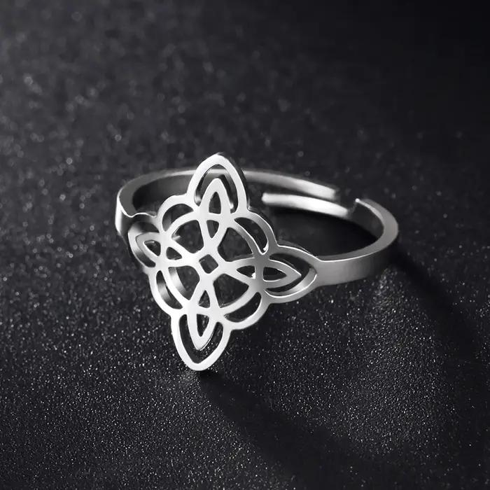 Bague ajustable Nœud de Sorcière pour Femme en Acier Inoxydable