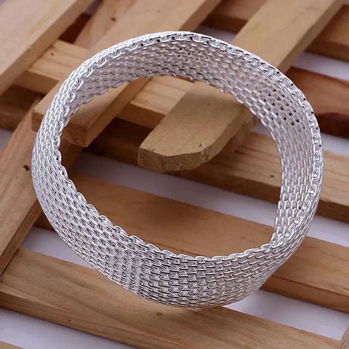 Bracelet rond en argent sterling 925, maille large 6 cm, élégant et rétro, pour femme, qualité supérieure, directement de l'usine.