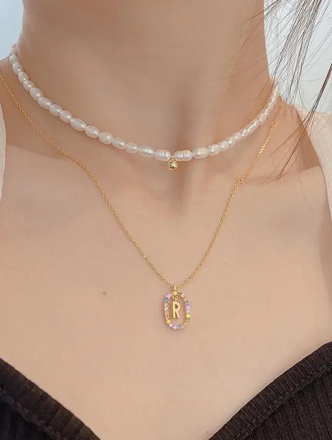 Collier initial en argent sterling S925 avec 26 lettres