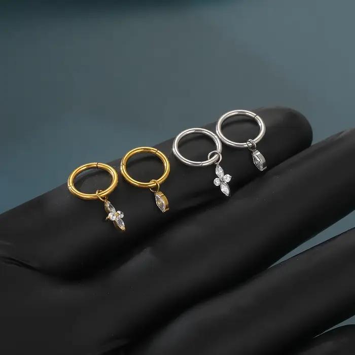 1 pièces titane Zircon pendentif Rook Piercing boucles d'oreilles pour femmes 6/8/10/12mm oreille Cartilage Helix