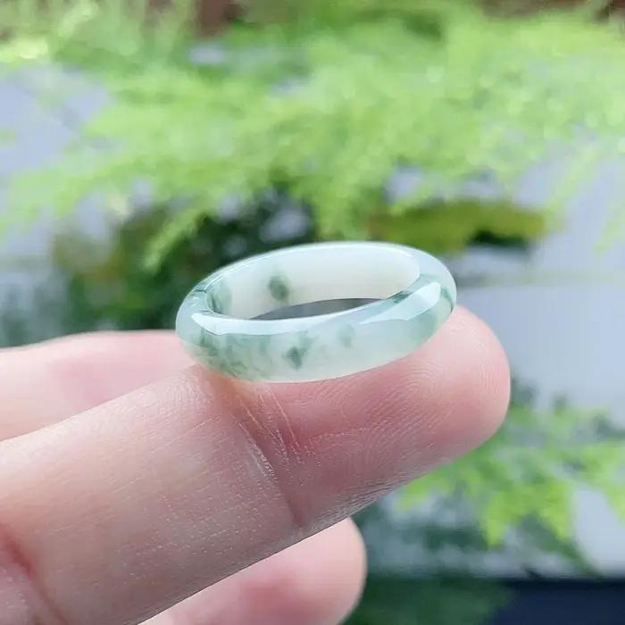 Bague en jadéite du Myanmar, amulette à la mode, bijoux naturels sculptés, accessoires de charme, ém