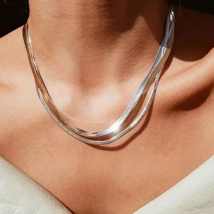 Collier à chevrons en argent 925 élégant pour femmes parties et occasions spéciales avec certificat officiel