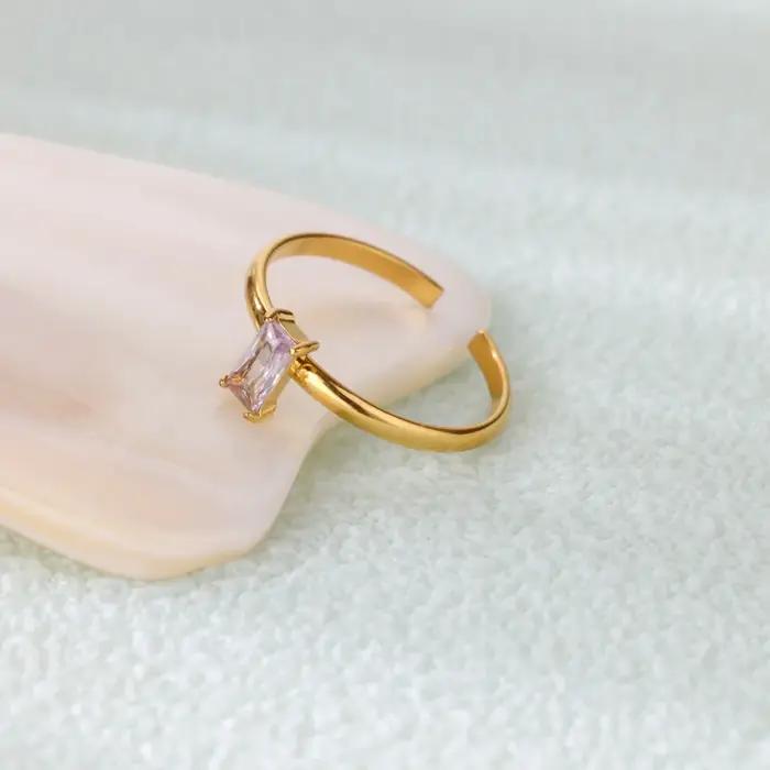 Bagues de naissance carrées mignonnes pour femmes, élégantes, à la mode, couleur or, en acier inoxydable, Unique, bijoux, cadeau de fête, 2025
