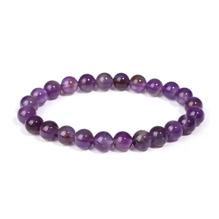 Bracelet améthyste en véritables perles de cristal naturel purifiant le corps véritable