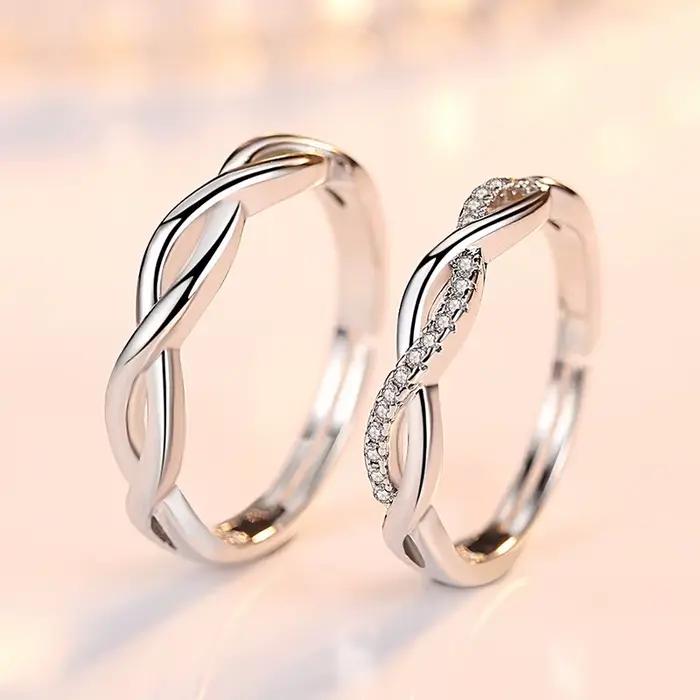 Bague de Luxe en Argent Sterling 925 Sertie de Zircone Charmante Pour Hommes et Femmes Occasions Spéciales Engagement Cadeau De Mariage