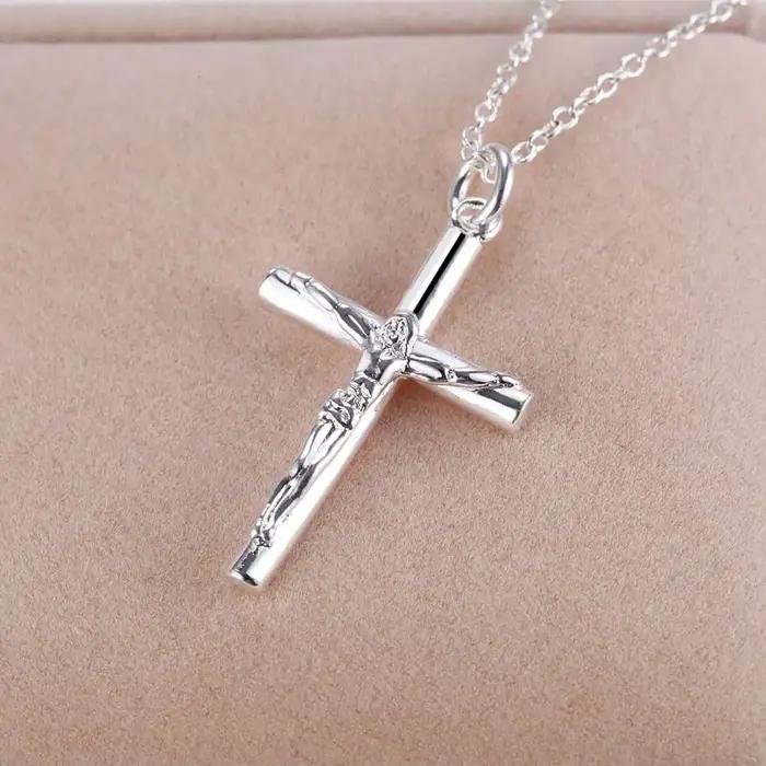 Collier punk SAY en argent 925 avec motif croix pour femmes pour occasions spéciales fantaisie bijoux