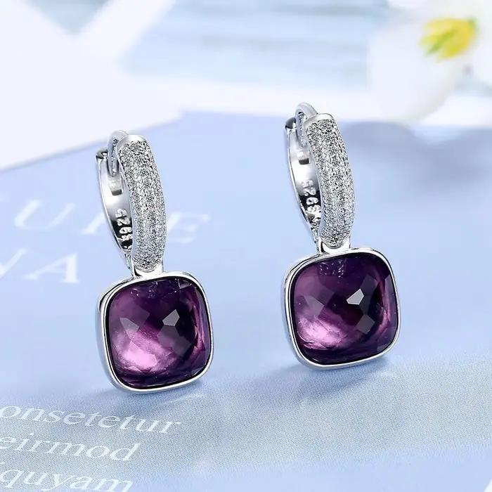 Andara Occident cristal géométrique carré boucle d'oreille Simple lumière luxe 925 boucles d'oreilles en argent Sterling de haute qualité bijoux cadeaux