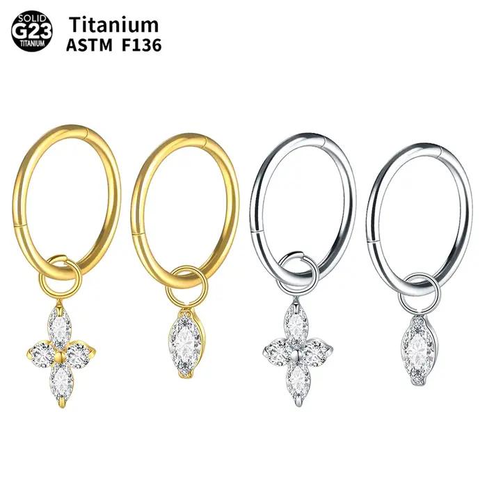1 pièces titane Zircon pendentif Rook Piercing boucles d'oreilles pour femmes 6/8/10/12mm oreille Cartilage Helix