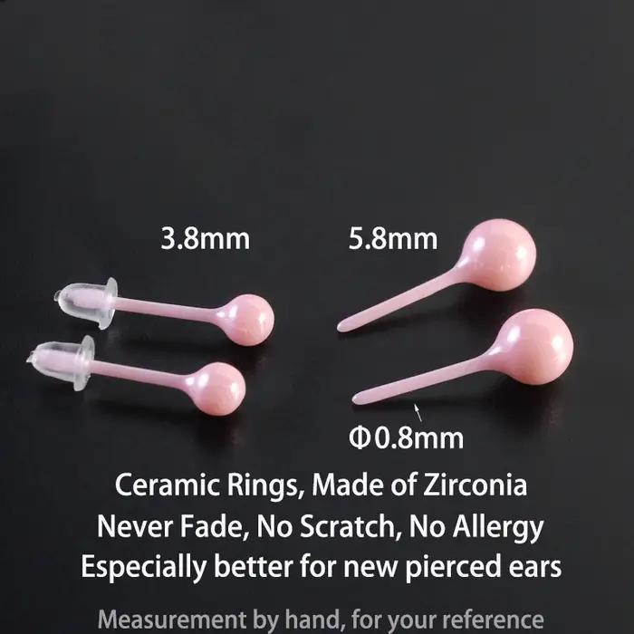 Boucles d'oreilles en céramique rose et blanche brillantes pour filles et femmes élégantes pour toutes les occasions