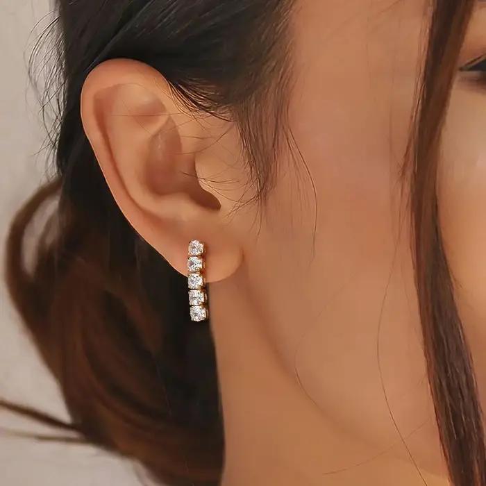 Boucles d oreilles pendantes en argent sterling 925 avec cristal de zircon blanc et noir pour femmes occasions spéciales soirée mariage anniversaire