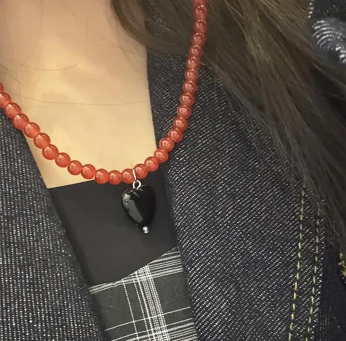 Collier pendentif pomme rouge mignon pour femme