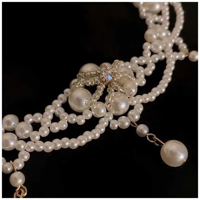 Collier ras du cou en perles Vintage pour femmes