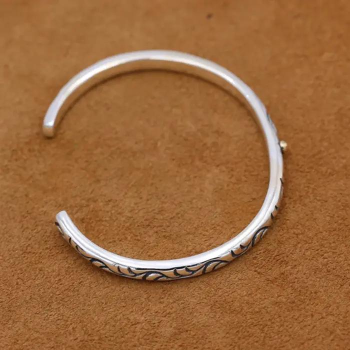 Bracelet en argent sterling 925 fin et élégant avec motif plume pour femmes occasions formelles