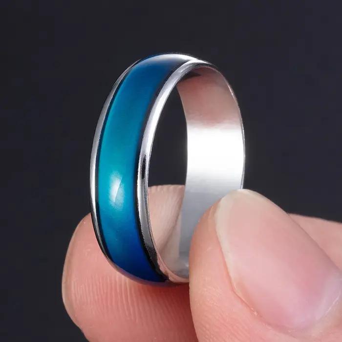 Anneaux d'humeur Constellation ECG 6mm, 1 pièce, bande en résine en acier inoxydable, bijoux d'humeu