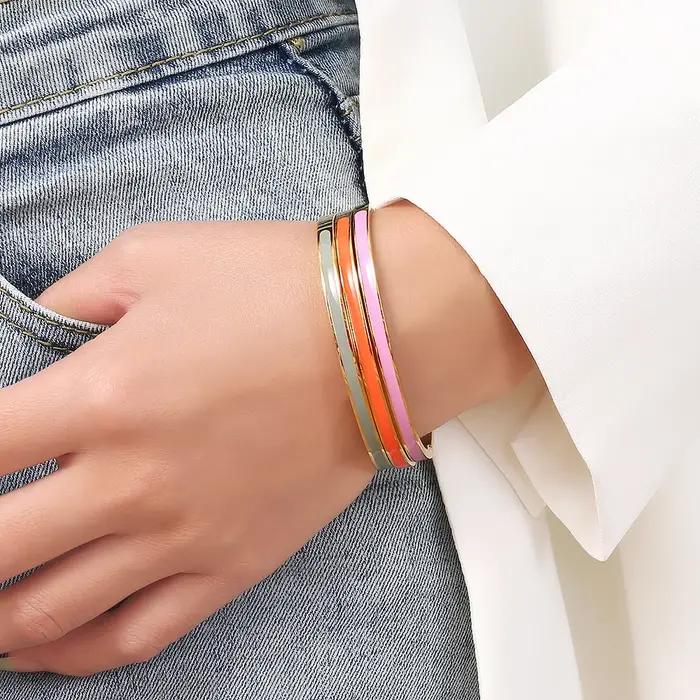 G & D luxe coloré Orange émail Bracelets