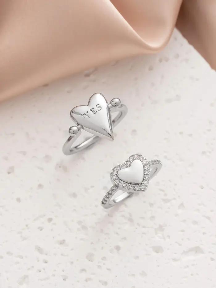 2 pièces simples et créatives 360 ° Bague rotative Love YES/NO Letter pour femmes, bijoux quotidiens de fête