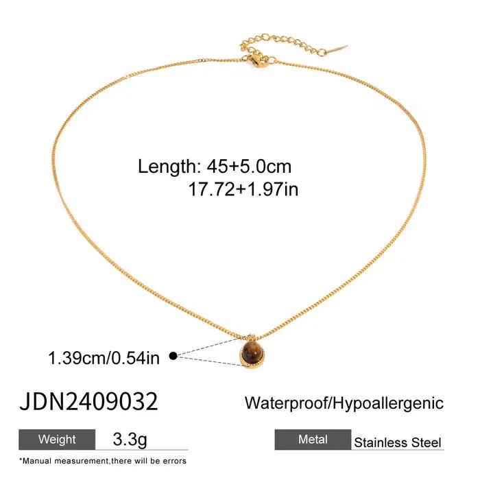 Zora – collier avec pendentif ovale en pierre d'oeil de tigre, en acier inoxydable plaqué or 18 carats, bijoux étanches