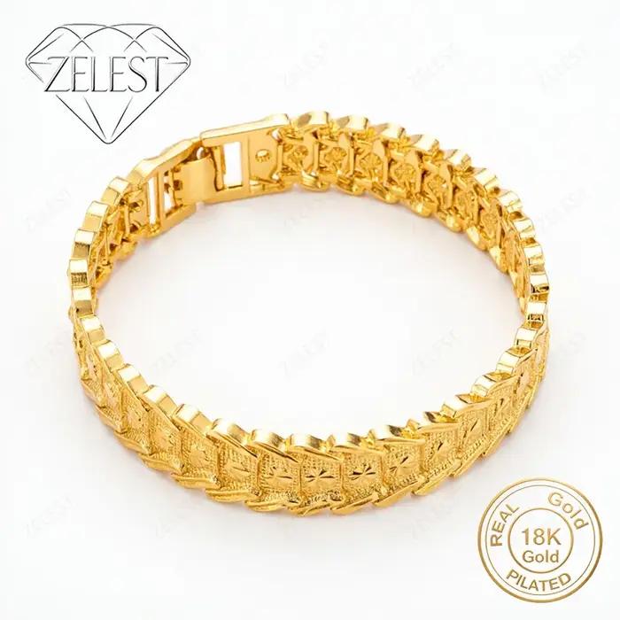 Bracelet sculpté exquis en argent sterling 925 plaqué or 18 carats pour femme occasions spéciales mariage soirée chic
