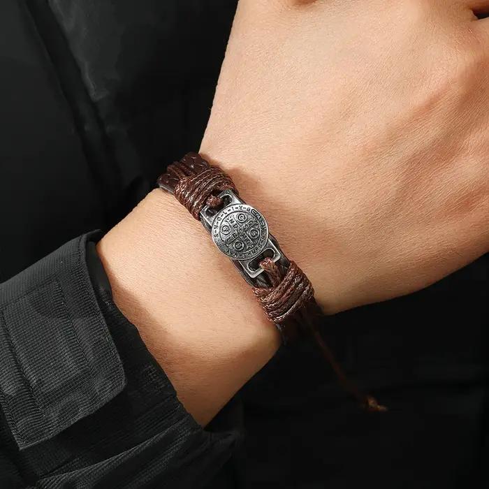 Bracelets en cuir tressés faits à la main vintage pour hommes
