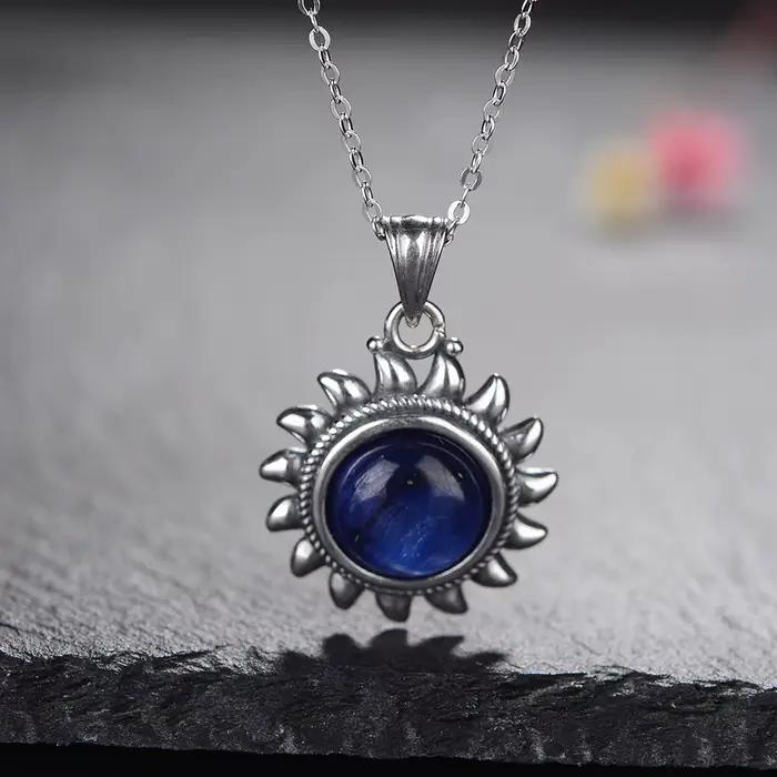 Collier en argent S925 avec Kyanite naturelle pour femmes